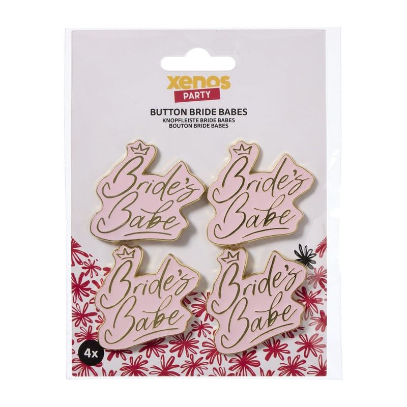 Brides babes buttons - roze - set van 4