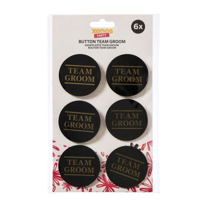 Team groom buttons - zwart/goudkleurig - set van 6