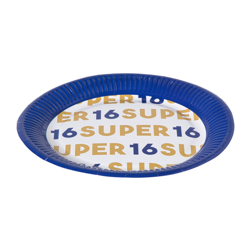 Papieren bordjes 16 jaar - blauw - set van 8