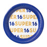 Papieren bordjes 16 jaar - blauw - set van 8