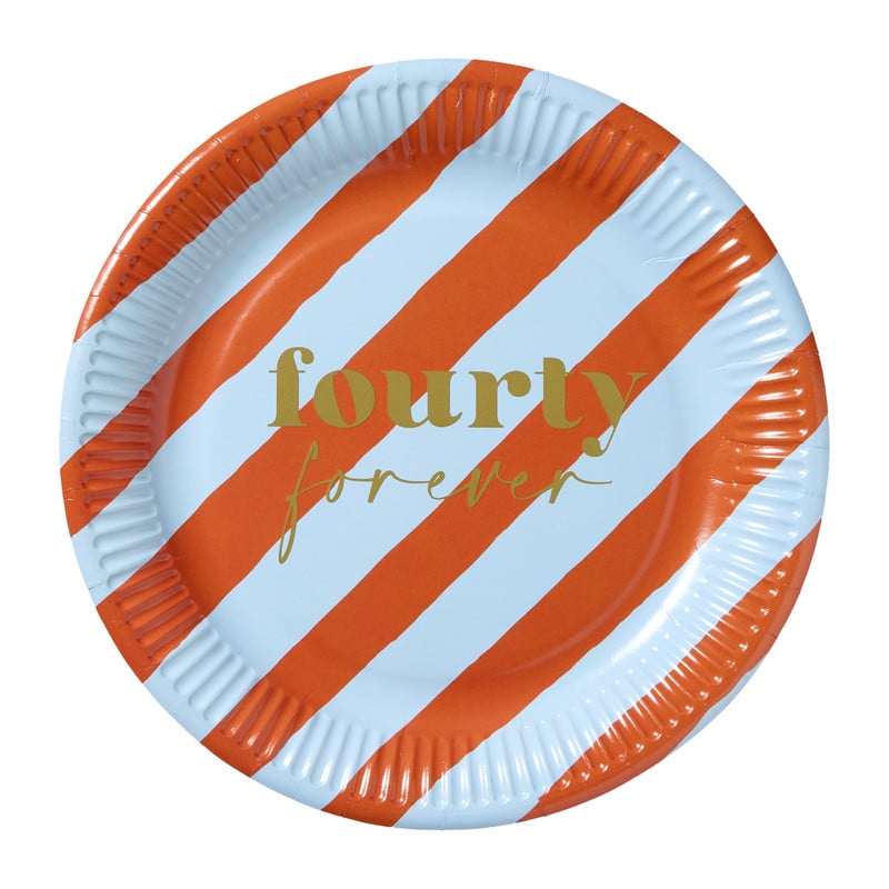 Papieren bordjes 40 jaar - blauw - set van 8