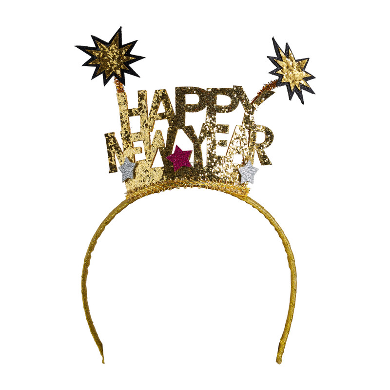 Tiara happy new year - goud/multikleur