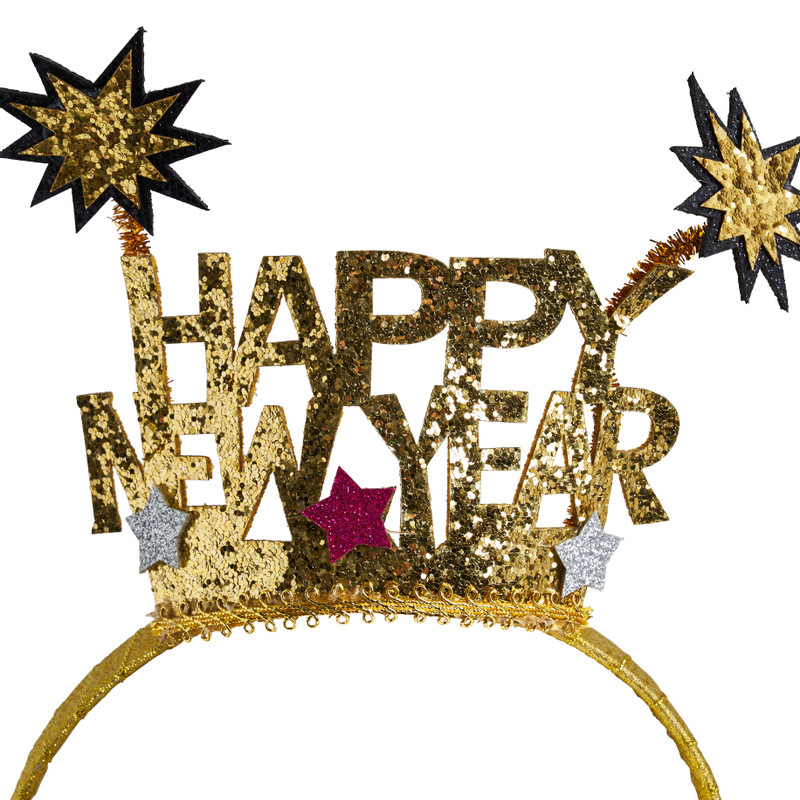 Tiara happy new year - goud/multikleur