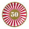 Papieren bordjes 50 jaar - rood - set van 8