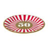 Papieren bordjes 50 jaar - rood - set van 8