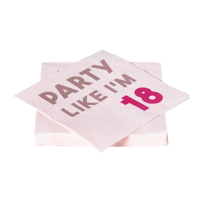 Servetten 18 jaar - roze - set van 20