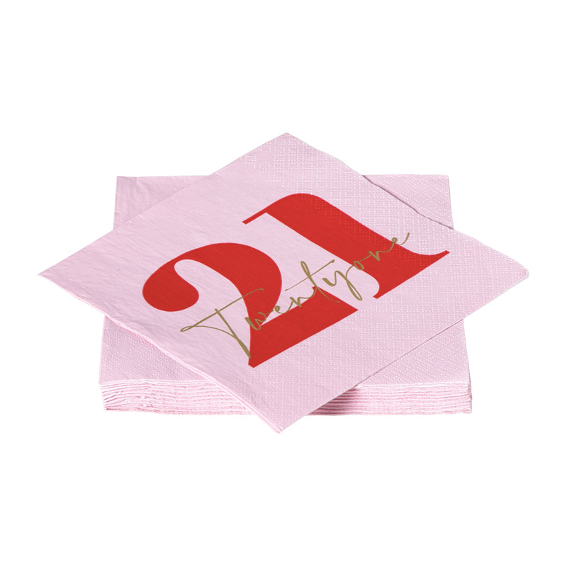 Servetten 21 jaar - rood - set van 20