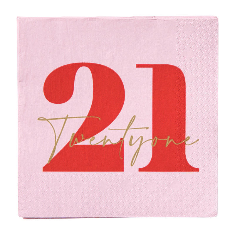 Servetten 21 jaar - rood - set van 20