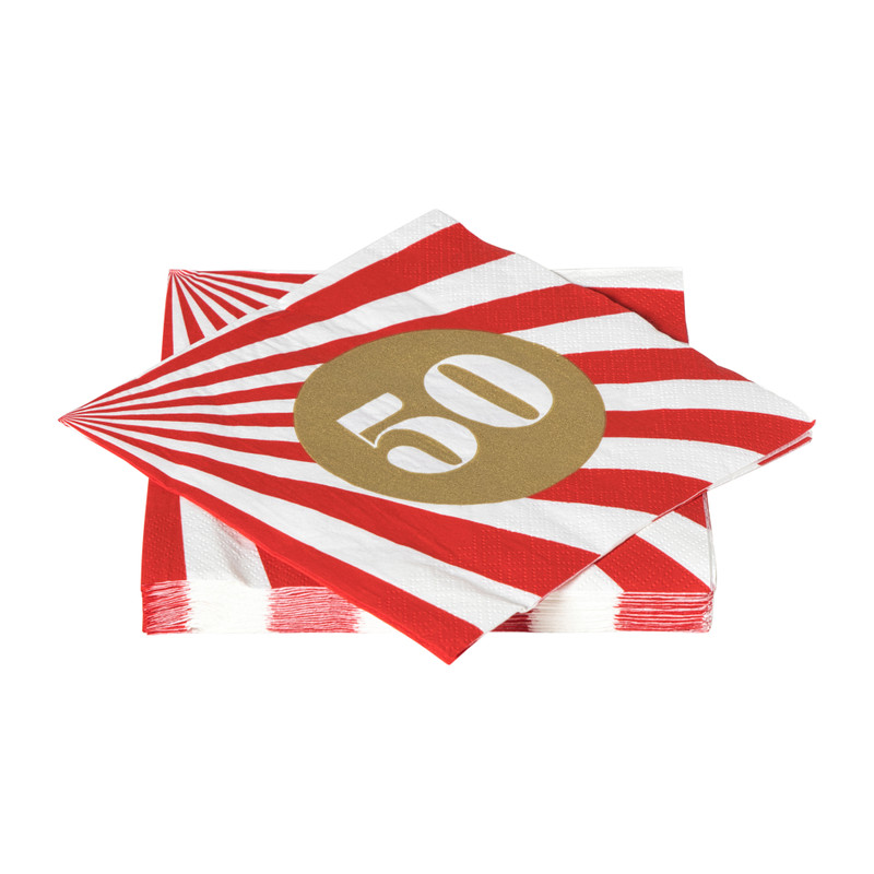 Servetten 50 jaar - rood - set van 20