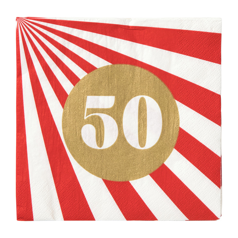 Servetten 50 jaar - rood - set van 20
