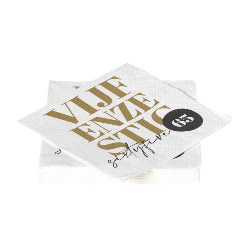 Servetten 65 jaar - goudkleurig - set van 20