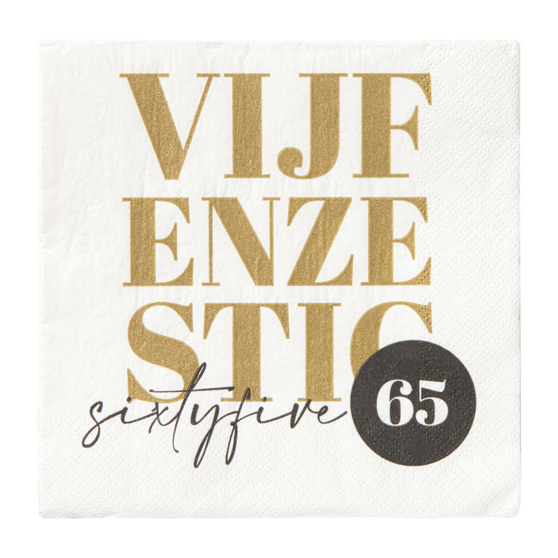Servetten 65 jaar - goudkleurig - set van 20