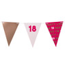 Vlaggenlijn 18 jaar - roze - 10 meter