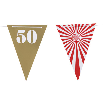 Vlaggenlijn 50 jaar - rood - 10  meter
