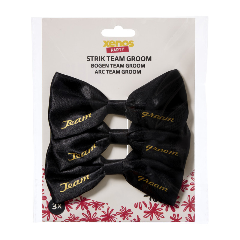 Team groom strik - zwart/goudkleurig - set van 3