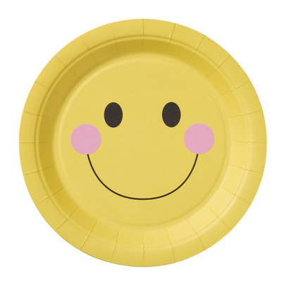 Papieren bord smiley - geel - set van 8