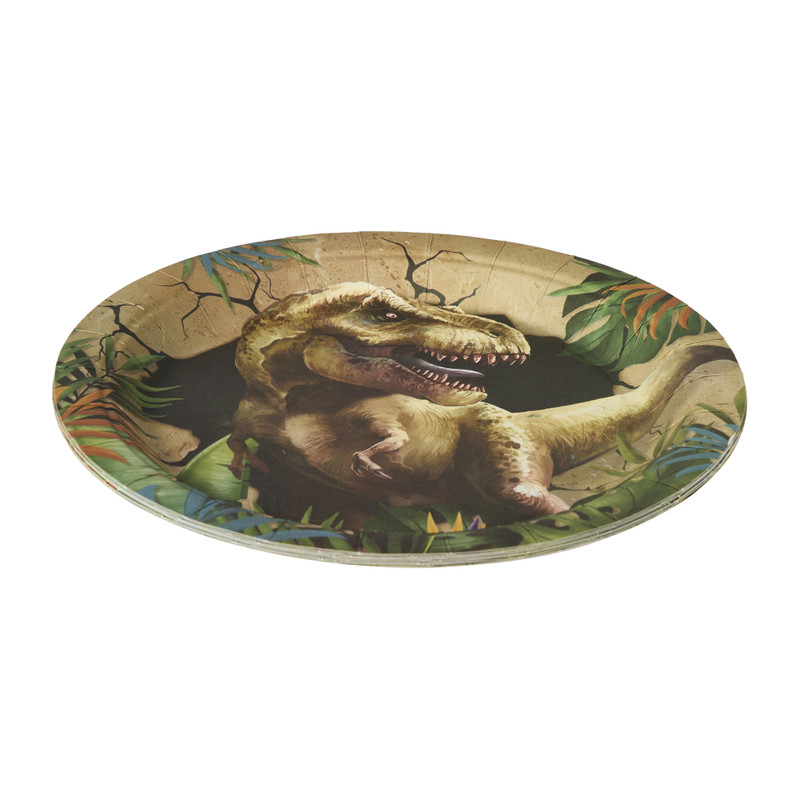 Papieren bord dino - multikleur - set van 8