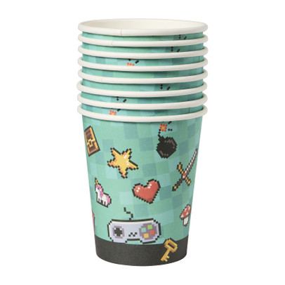 Papieren bekers game - multikleur - set van 8
