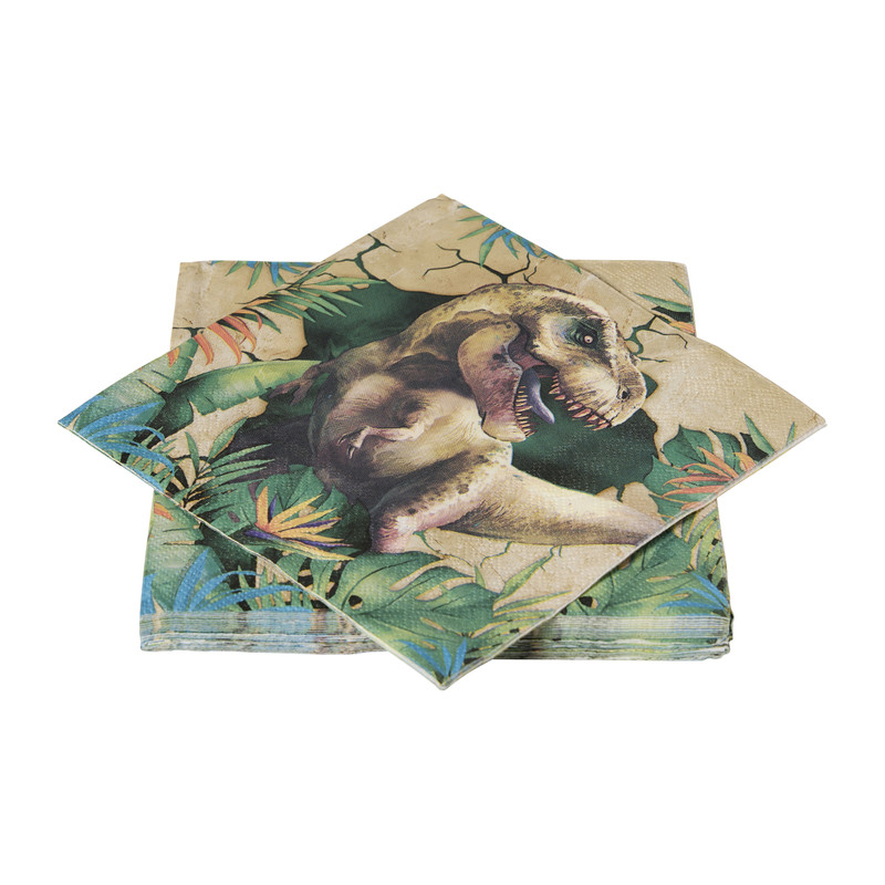 Papieren servetten dino - multikleur - set van 20