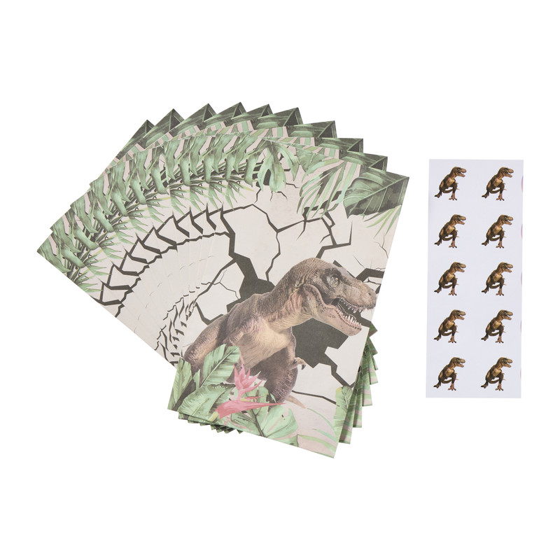 Papieren zakjes dino - multikleur - set van 10