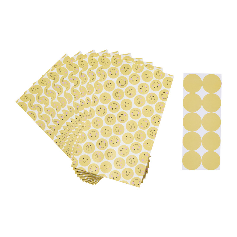 Papieren zakjes smiley - multikleur - set van 10