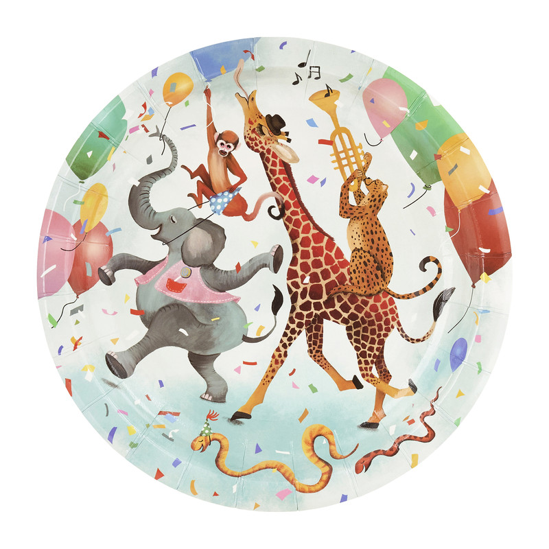 Bordjes feestbeest - ⌀18 cm - set van 8 