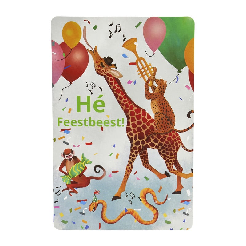 Uitnodigingen feestbeest - set van 8