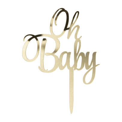Cake topper Oh baby - goud 