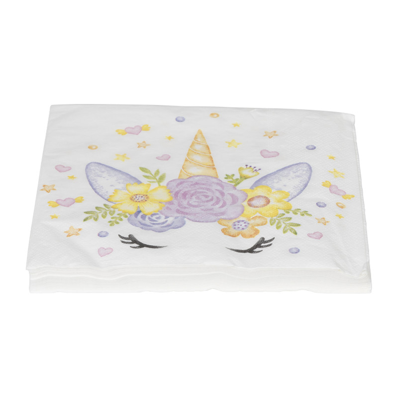Servetten Unicorn - 16.5x16.5x1.5 cm - set van 21