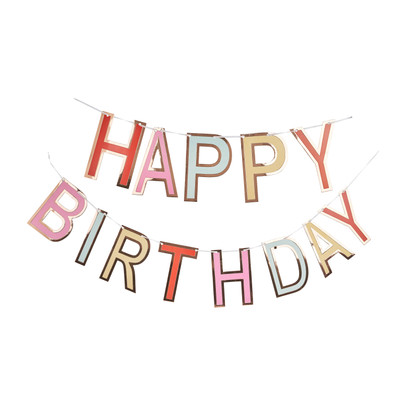 Slinger happy birthday - multikleur - 2.5 meter