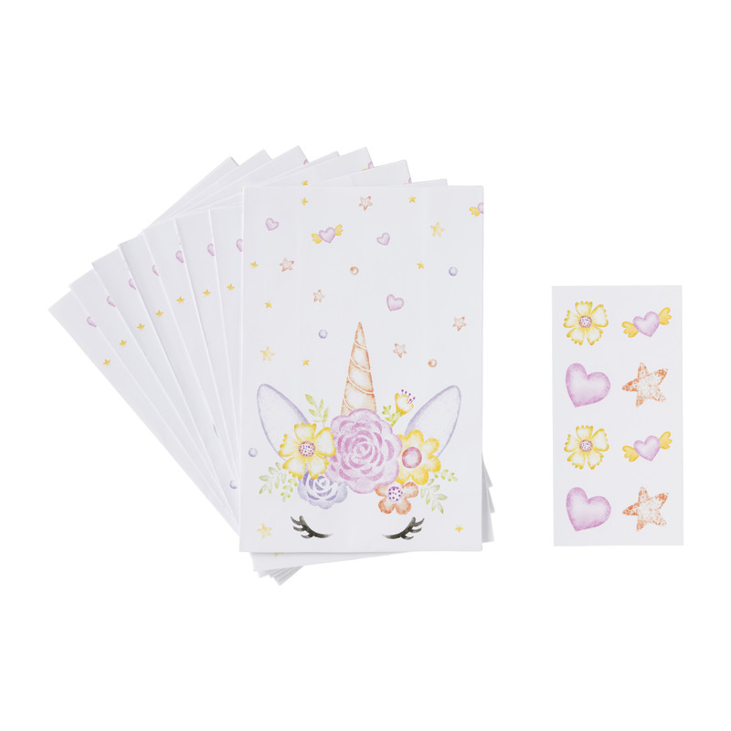 Unicorn uitdeelzakjes - multikleur - set van 8