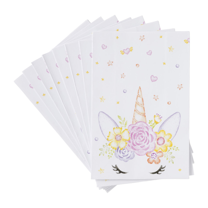 Unicorn uitdeelzakjes - multikleur - set van 8