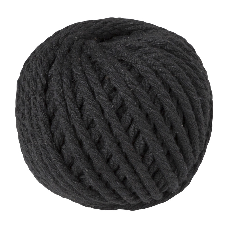 Macrame touw - zwart - 40 meter