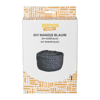 DIY mandje - donker blauw - 15x12 cm
