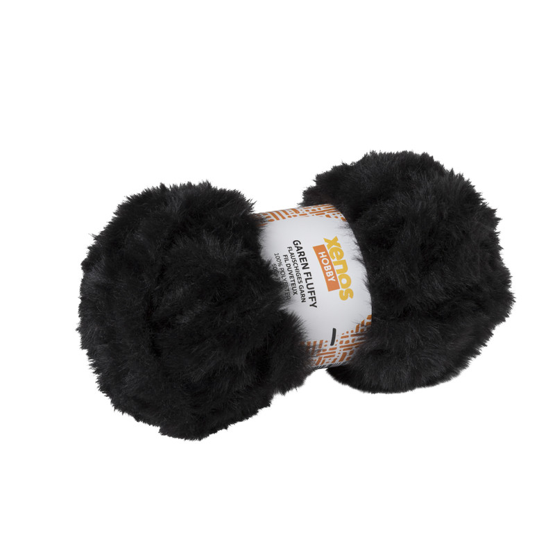 Garen fluffy - zwart - 50 gram - 30 meter