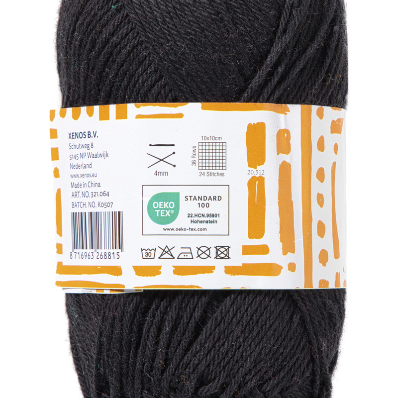 Garen katoen - zwart - 50 gram - 125 meter