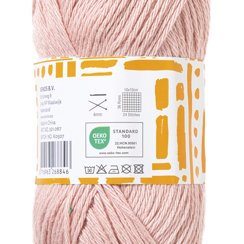 Garen katoen - lichtroze - 50 gram - 125 meter