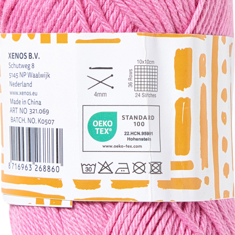 Garen katoen - roze - 50 gram - 125 meter