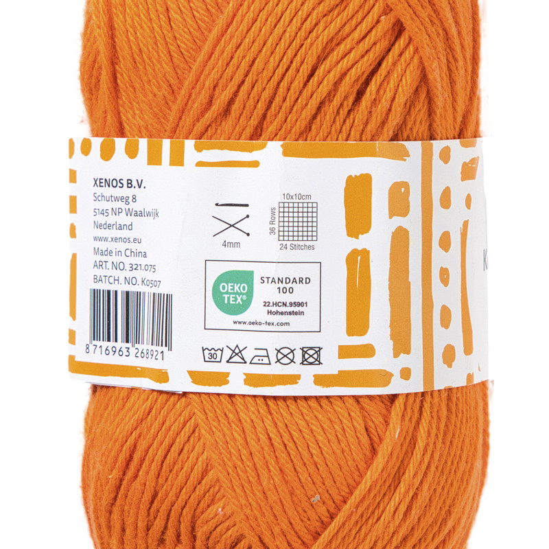 Garen katoen - oranje - 50 gram - 125 meter