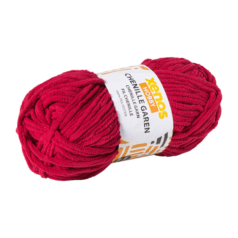 Garen chenille - rood - 100 gram - 60 meter