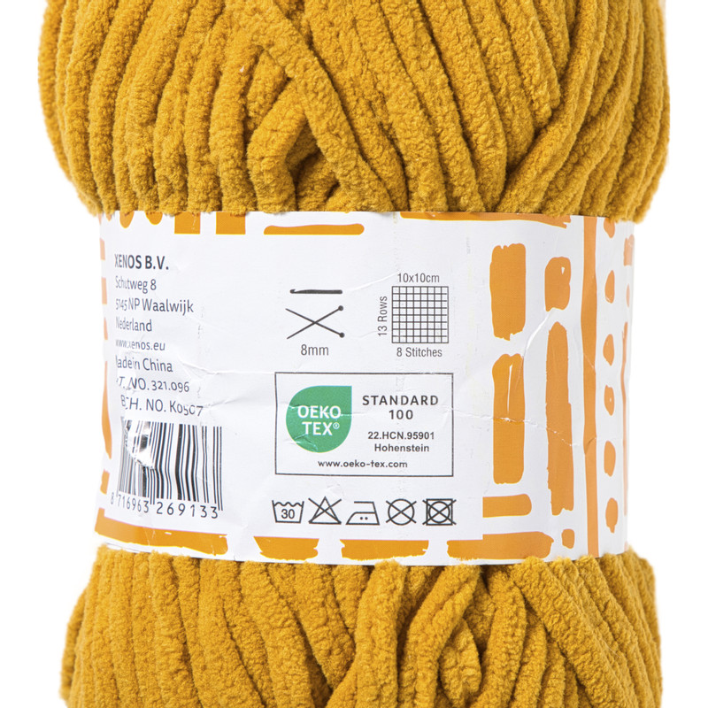 Garen chenille - geel - 100 gram - 60 meter