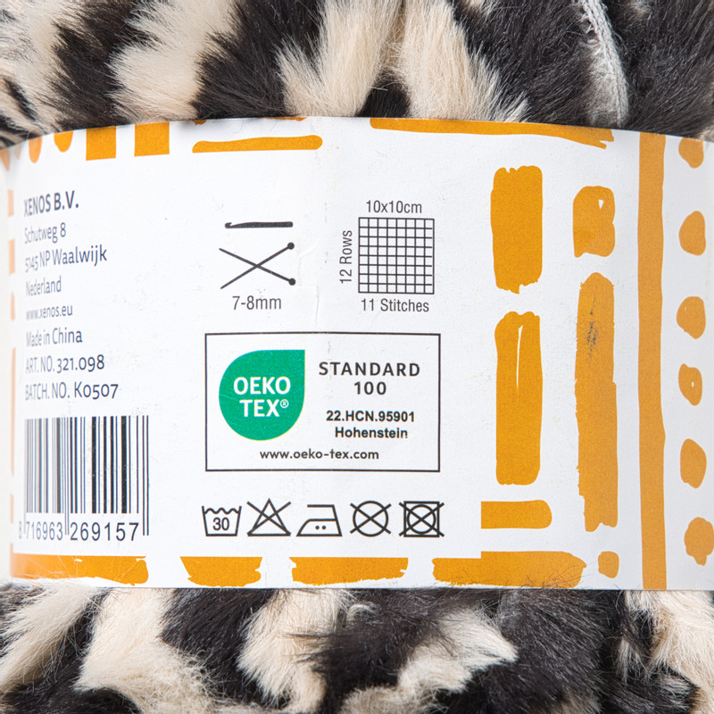 Garen fluffy - zwart/beige - 100 gram - 60 meter