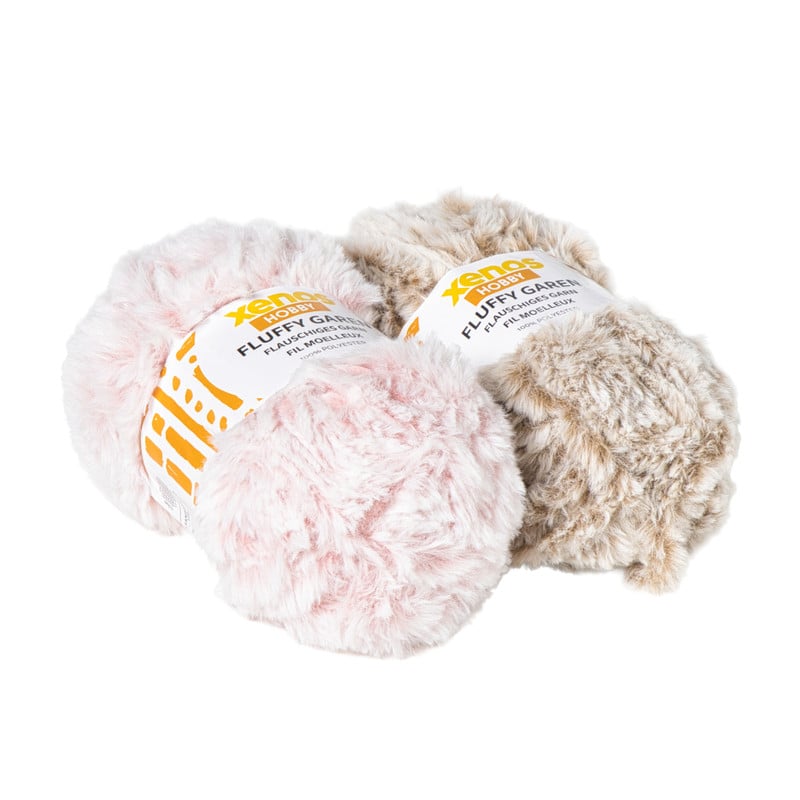 Garen fluffy - beige/bruin - 100 gram - 60 meter