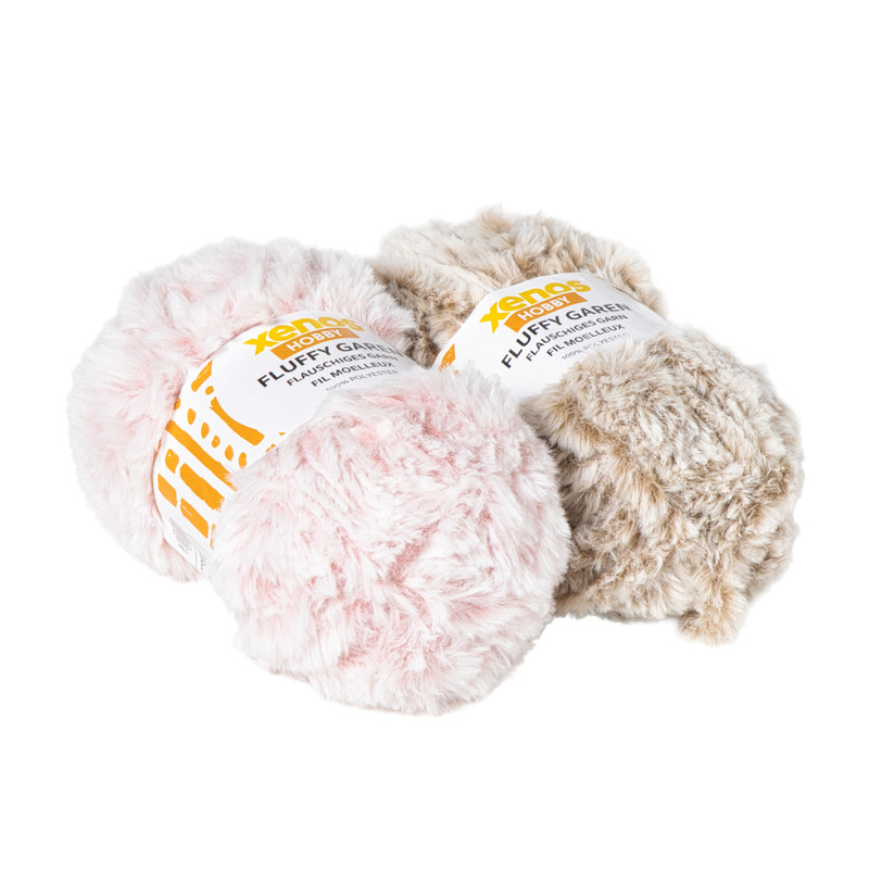 Garen fluffy - beige/roze - 100 gram - 60 meter