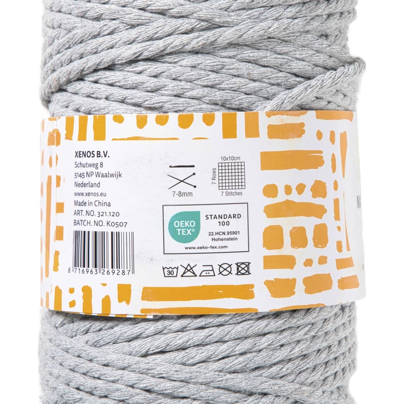 Garen macramé - grijs - 500 gram - 100 meter