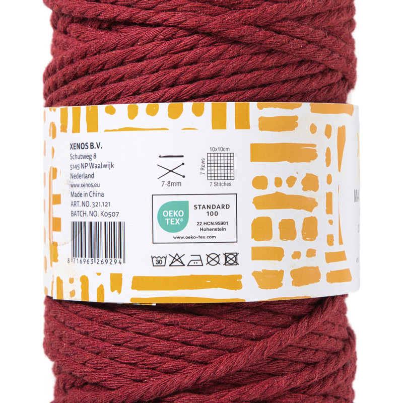 Garen macramé - bordeauxrood - 500 gram - 100 meter