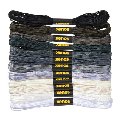 Borduurgaren set - wit/grijs/zwart - set van 12