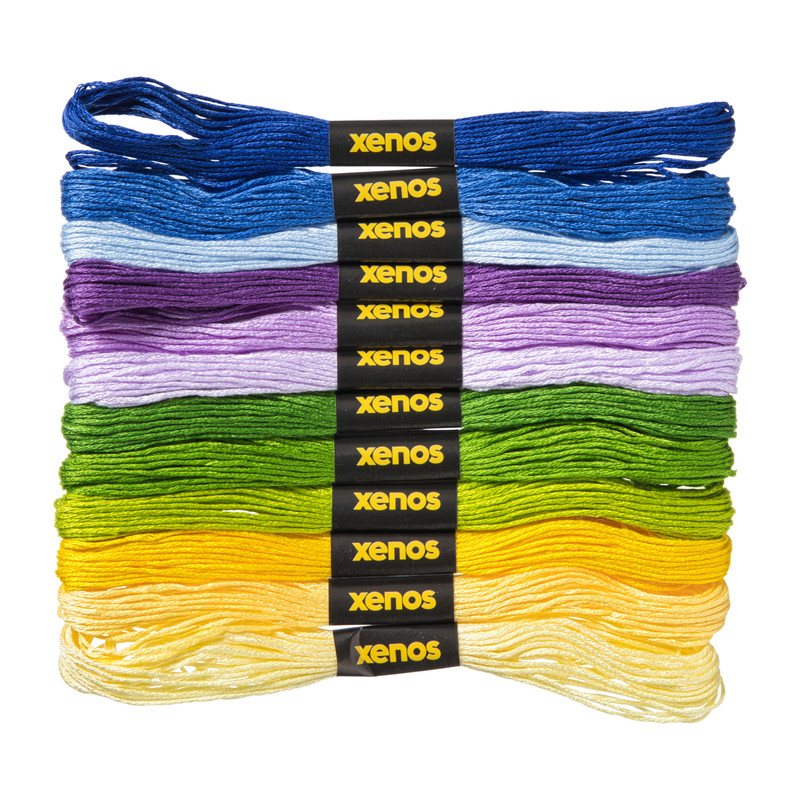 Borduurgaren set - koele kleuren - set van 12 