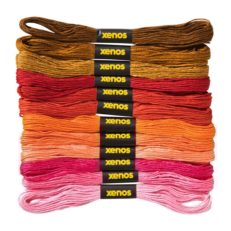 Borduurgaren set - warme kleuren - set van 12