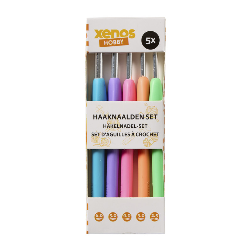 Haaknaalden - multikleur - set van 5